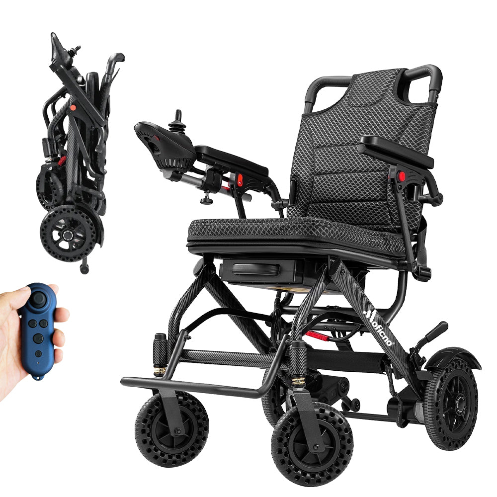 MOFICNO Lightweight Folding Electric Wheelchair, Only 34lbs, Foldable Power Wheelchair for Adults, Dual Motors, Motorized Mobility Scooters for Seniors, Airline Approved