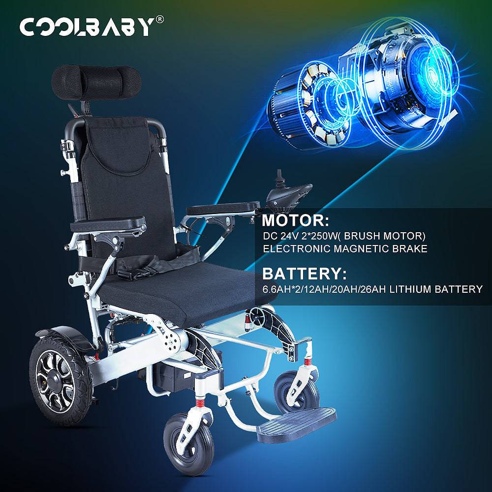 COOLBABY DDLY06: Smart, Lightweight Foldable Electric Wheelchair with Remote Control - COOL BABY