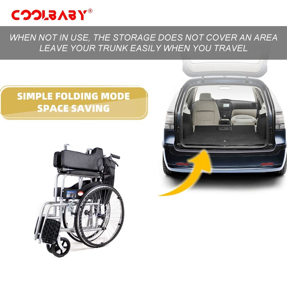 COOLBABY SSZ-LY06: Foldable Lightweight Disabled Wheelchair with Handbrake and Potty - Sturdy Thickened Steel Pipe Design for Elderly Comfort (Black) - COOL BABY