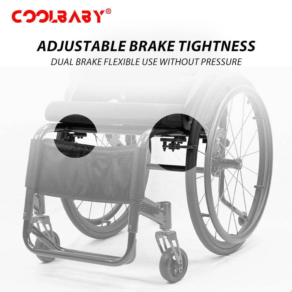 Lightweight Wheelchair Adult Wheelchair Sports Wheelchair All Terrain Aluminium Wheelchair Adjustable footrest, Foldable Suitable for Adults, Seniors(Seat Width 44cm)