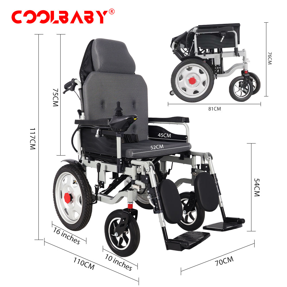 MOFICNO 300lbs Electric Wheelchair for Adults, Motorized Full-lying Wheelchair with 20.47" Wide Cushion, 15 Miles Long Travel Range