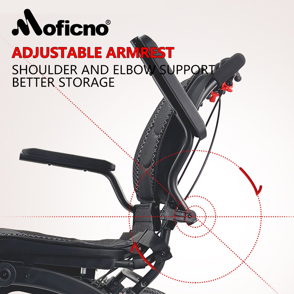Moficno Ultra Lightly Folding Manual Travel Wheelchair for Disabled and Elderly with Telescopic Handle Could Carry on the Plane