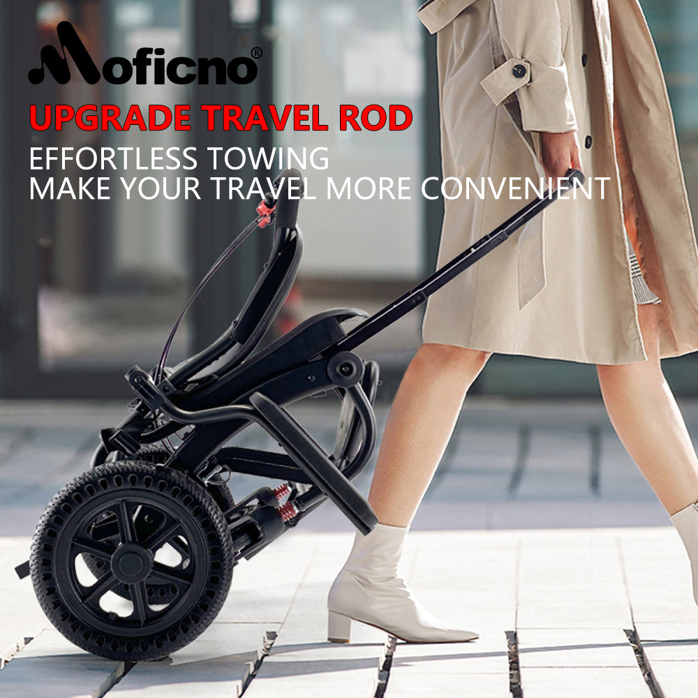 Moficno Ultra Lightly Folding Manual Travel Wheelchair for Disabled and Elderly with Telescopic Handle Could Carry on the Plane