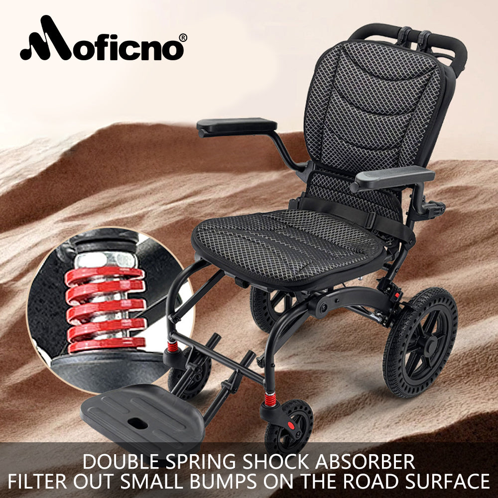 Moficno Ultra Lightly Folding Manual Travel Wheelchair for Disabled and Elderly with Telescopic Handle Could Carry on the Plane