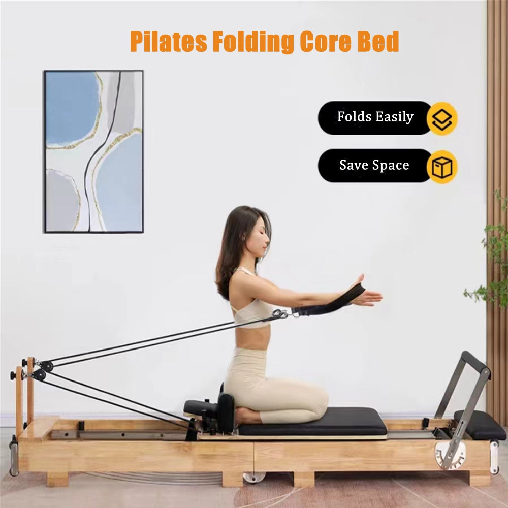 MOFICNO SSZ-PLT03 Pilates Reformer Folding Pilates Solid Wood Core Bed