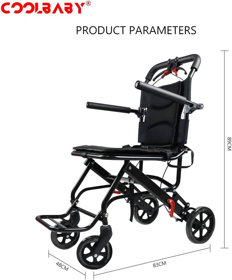 COOLBABY SSZ-LY09-BLK: Ultralight Aircraft Wheelchair for Easy Travel - Portable, Folding, and Stylish with Storage Bag - COOL BABY