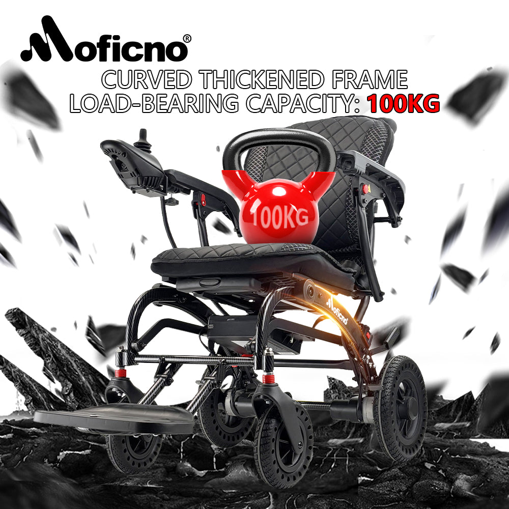 Moficno Lightweight Aluminum Electric Wheelchairs for Adults, Power Motorized Foldable Wheelchairs for Seniors Support 220 LBS, Only 36LBS Weight