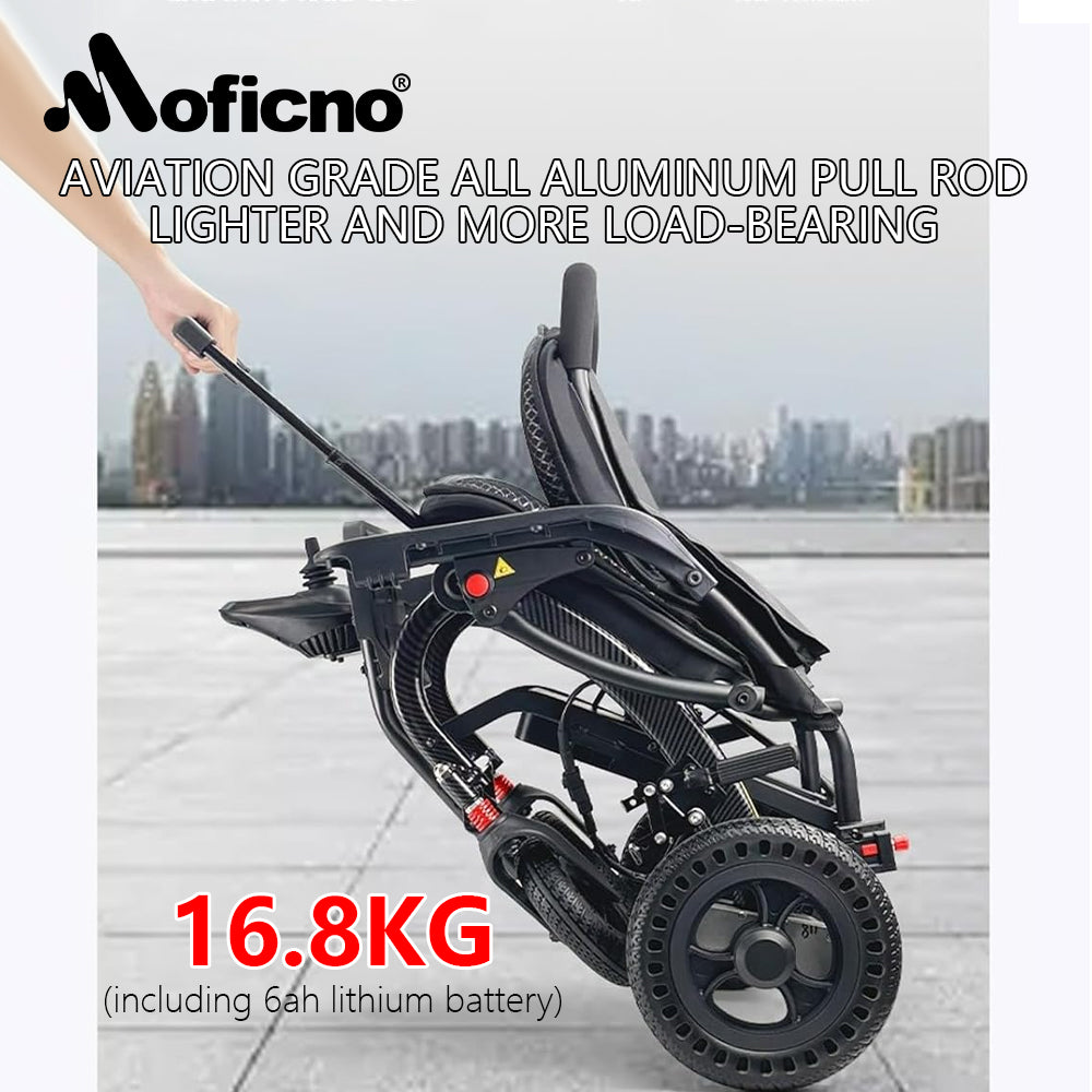 Moficno Lightweight Aluminum Electric Wheelchairs for Adults, Power Motorized Foldable Wheelchairs for Seniors Support 220 LBS, Only 36LBS Weight