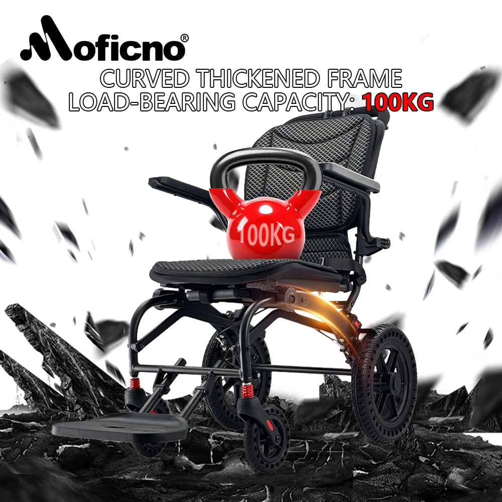 Moficno Ultra Lightly Folding Manual Travel Wheelchair for Disabled and Elderly with Telescopic Handle Could Carry on the Plane