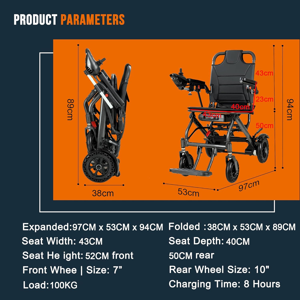 Moficno 16kg Light Weight Folding Electric Wheelchair Portable Aluminum Powerchairs Dual Controller Wheelchair Electric