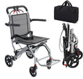 Ultralight Transport Wheelchair, Folding Portable Boarding Travelling Wheelchair with Hand Brake, Trolleys for Elderly Aircraft Travel