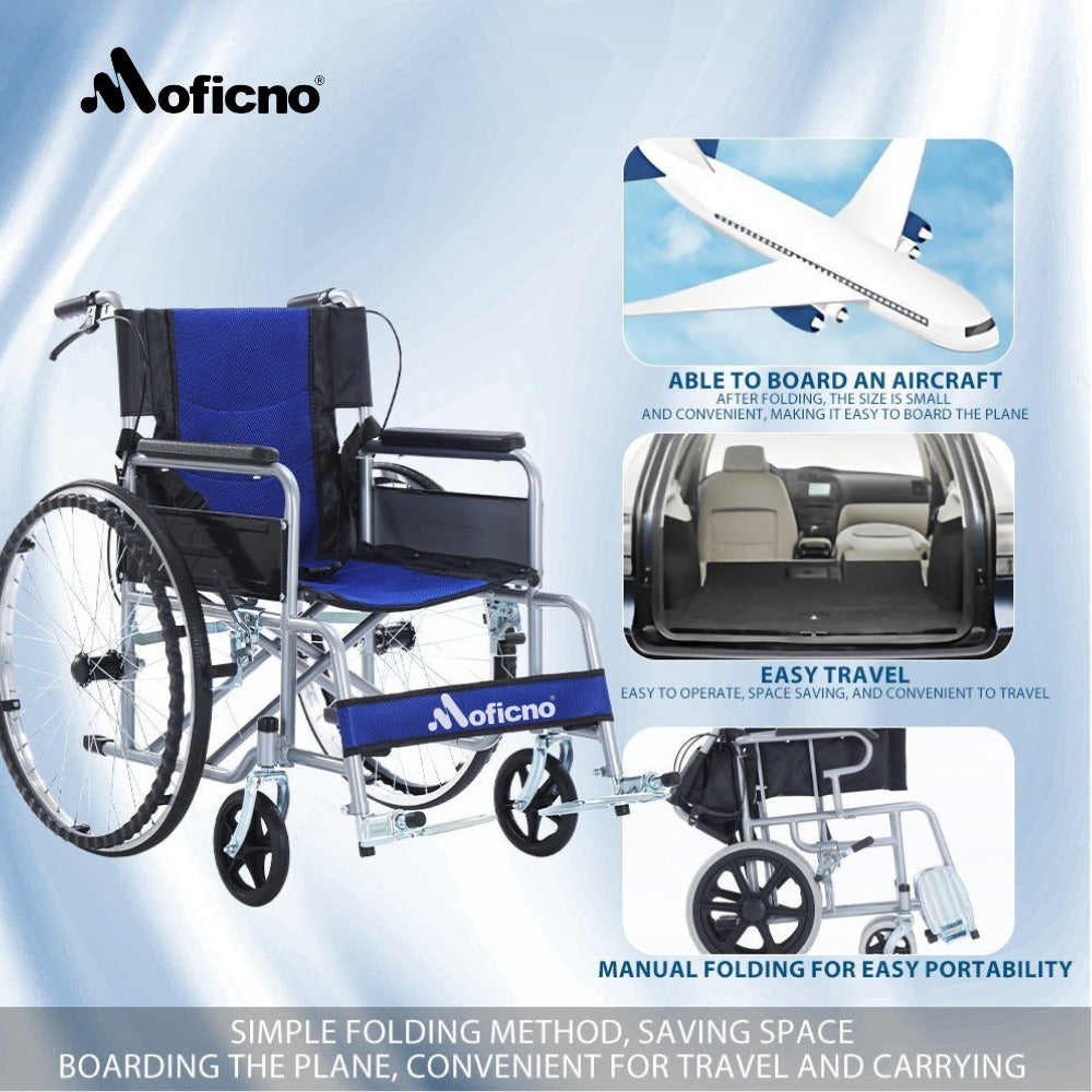 MOFICNO QBLY03 Portable Wheelchair Standard Manual wheelchairs Small Simple Folding Light Ultra Light Travel for The Elderly Trolley