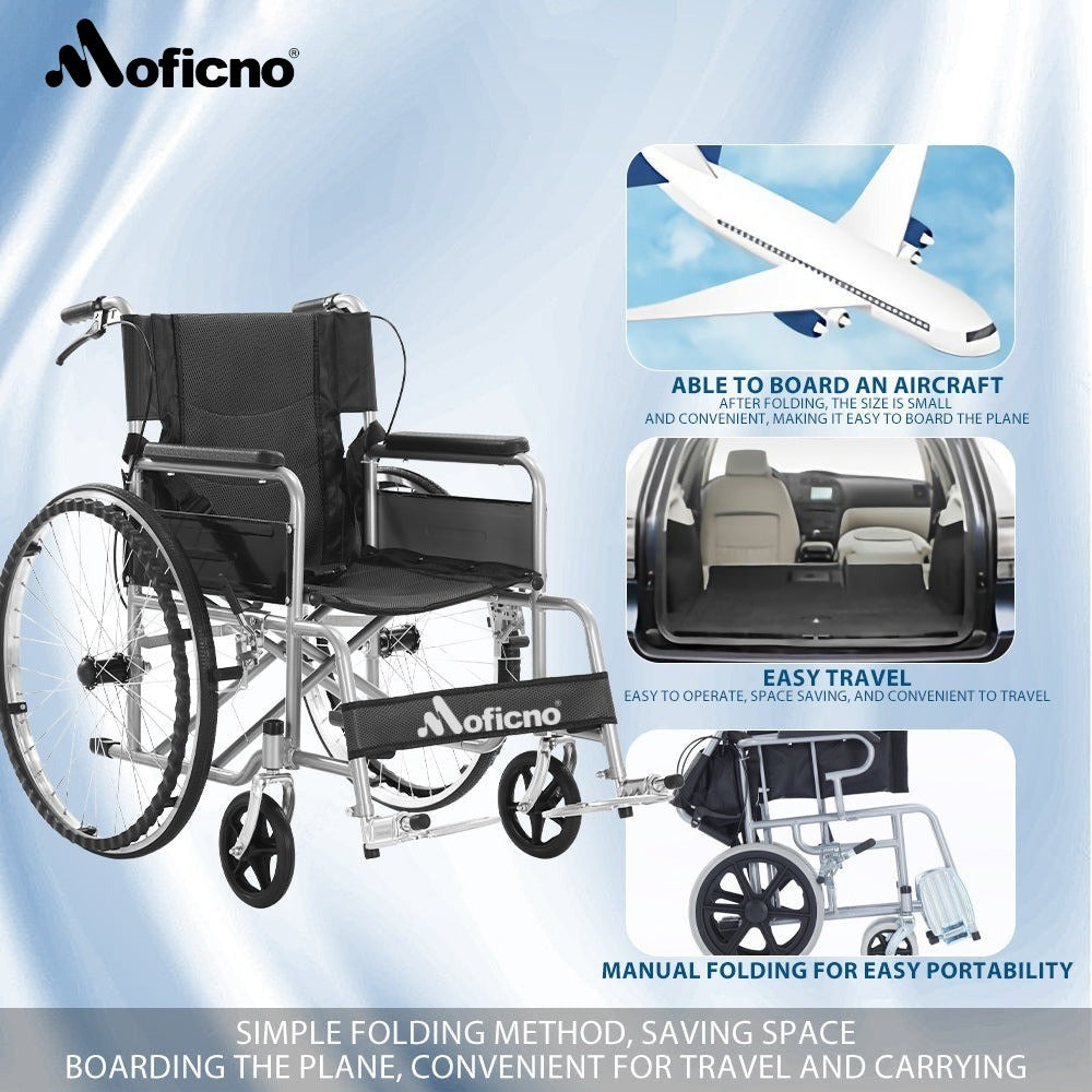 MOFICNO QBLY03 Portable Wheelchair Standard Manual wheelchairs Small Simple Folding Light Ultra Light Travel for The Elderly Trolley