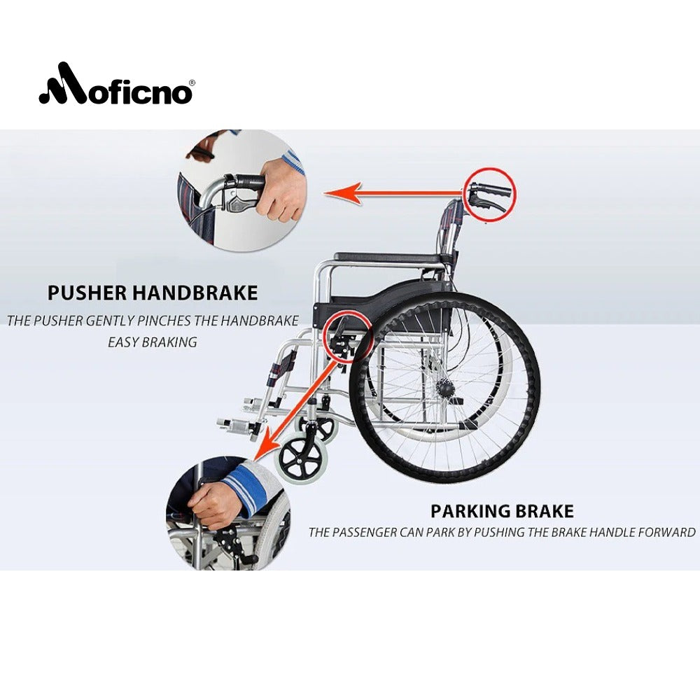 MOFICNO QBLY01: Lightweight Foldable Wheelchair for Elderly with Adjustable Seat Cushion - Enhanced Medline Experience!