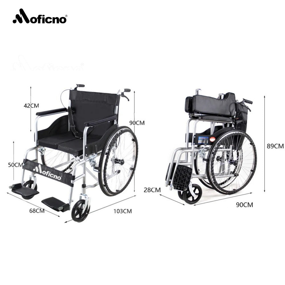 MOFICNO QBLY01: Lightweight Foldable Wheelchair for Elderly with Adjustable Seat Cushion - Enhanced Medline Experience!