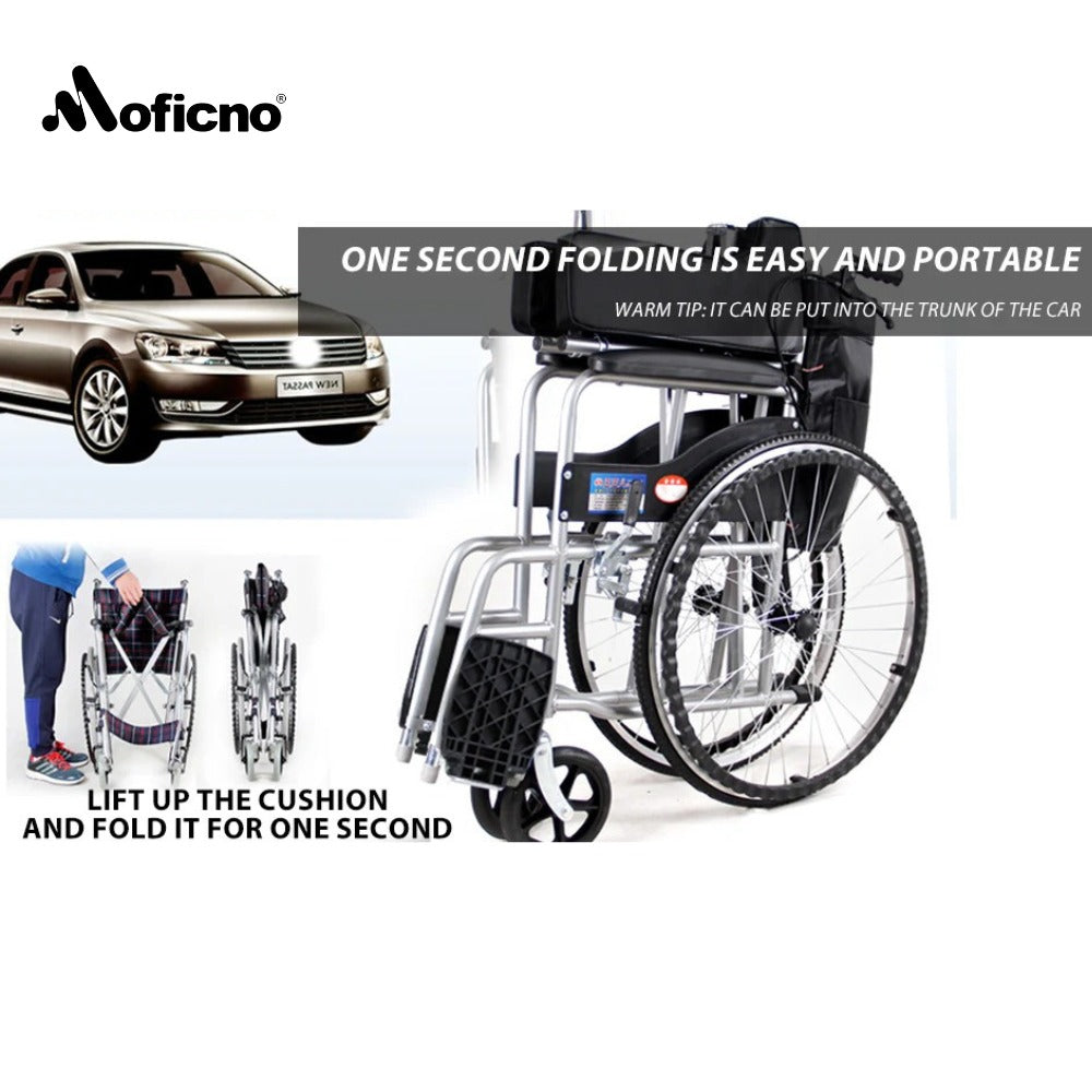 MOFICNO QBLY01: Lightweight Foldable Wheelchair for Elderly with Adjustable Seat Cushion - Enhanced Medline Experience!