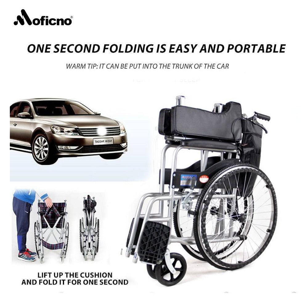MOFICNO QBLY01: Lightweight Foldable Wheelchair for Elderly with Adjustable Seat Cushion - Enhanced Medline Experience!