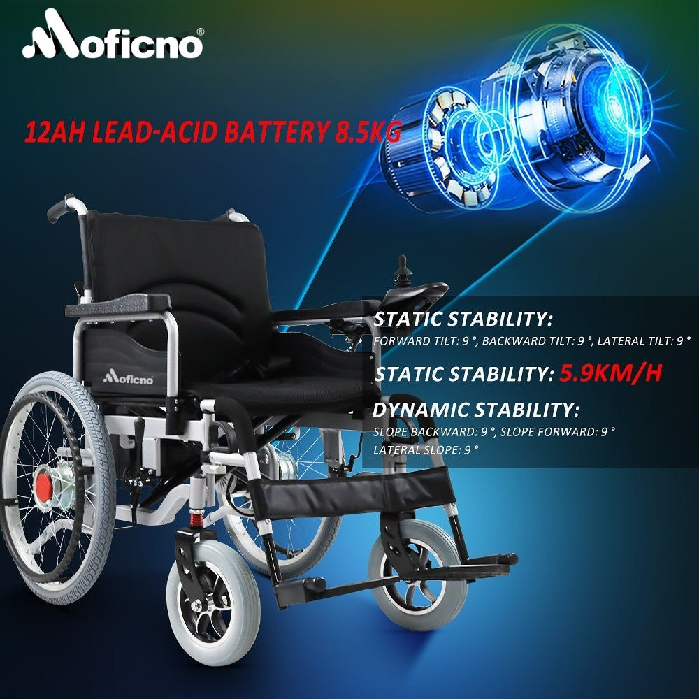 MOFICNO Electric Wheelchair Heavy Duty Foldable Electric Wheelchairs 52cm Widen Seat For Adults And Seniors