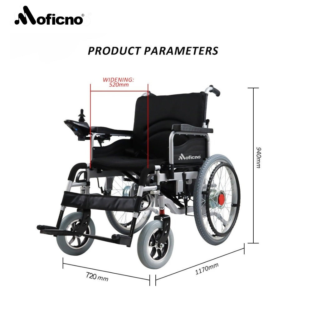 MOFICNO Electric Wheelchair Heavy Duty Foldable Electric Wheelchairs 52cm Widen Seat For Adults And Seniors