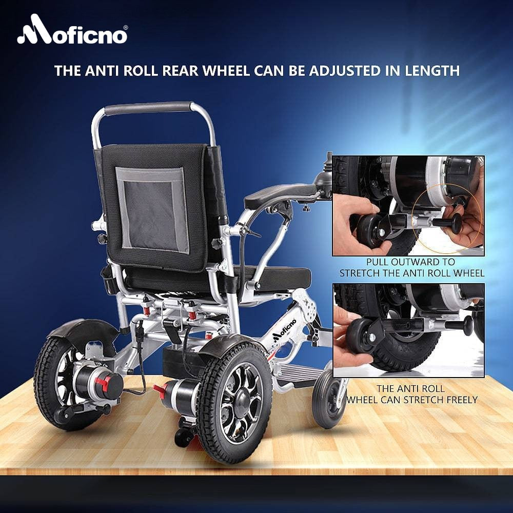 MOFICNO DDLY01: Lightweight Folding Electric Wheelchair with Intelligent Four-wheel Drive for Adult Mobility.