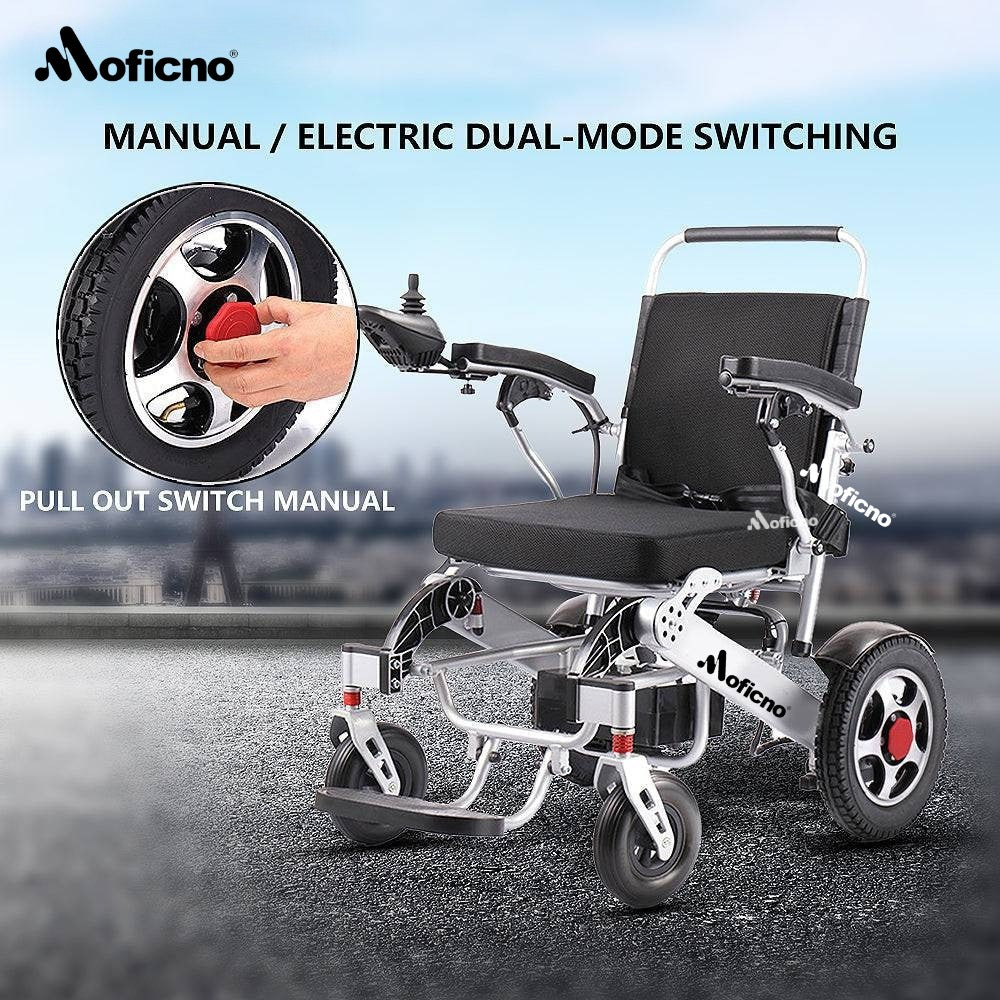 MOFICNO DDLY01: Lightweight Folding Electric Wheelchair with Intelligent Four-wheel Drive for Adult Mobility.