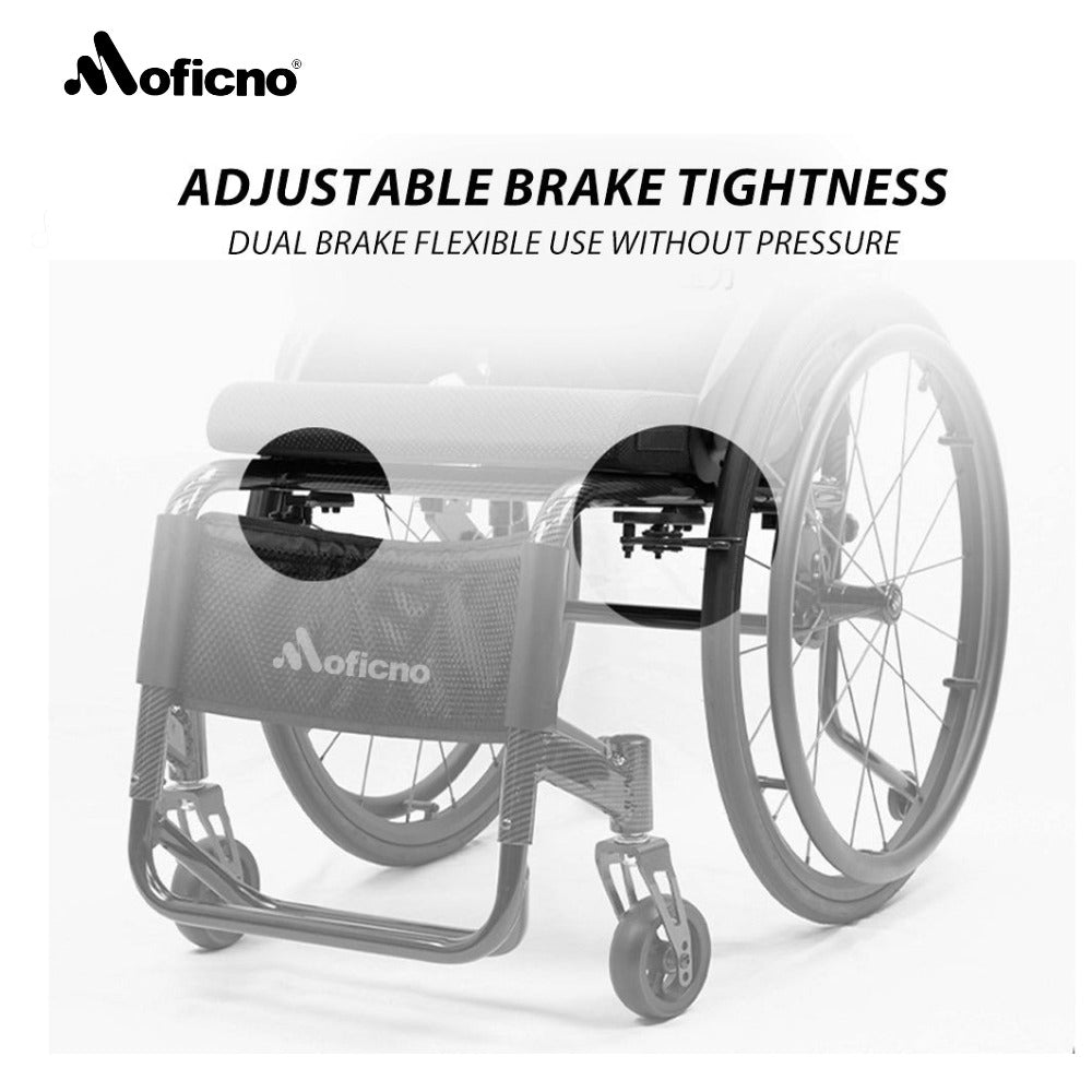 MOFICNO Lightweight Wheelchair Adult Wheelchair Sports Wheelchair All Terrain Aluminium Wheelchair Adjustable footrest, Foldable Suitable for Adults, Seniors(Seat Width 44cm)