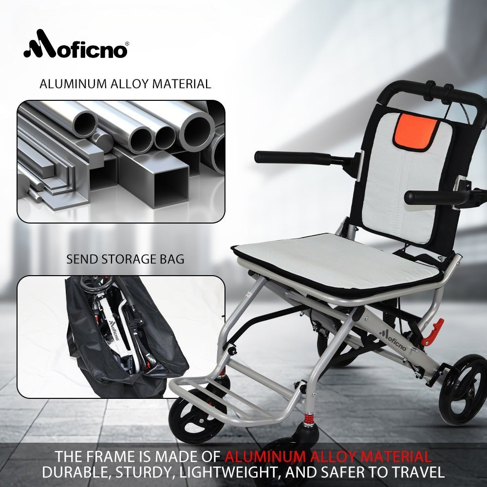 MOFICNO Super Lightweight (Only 19lbs）aluminum wheelchairs for the elderly wheelchairs disabled portable foldable double support frame small hand push scooter