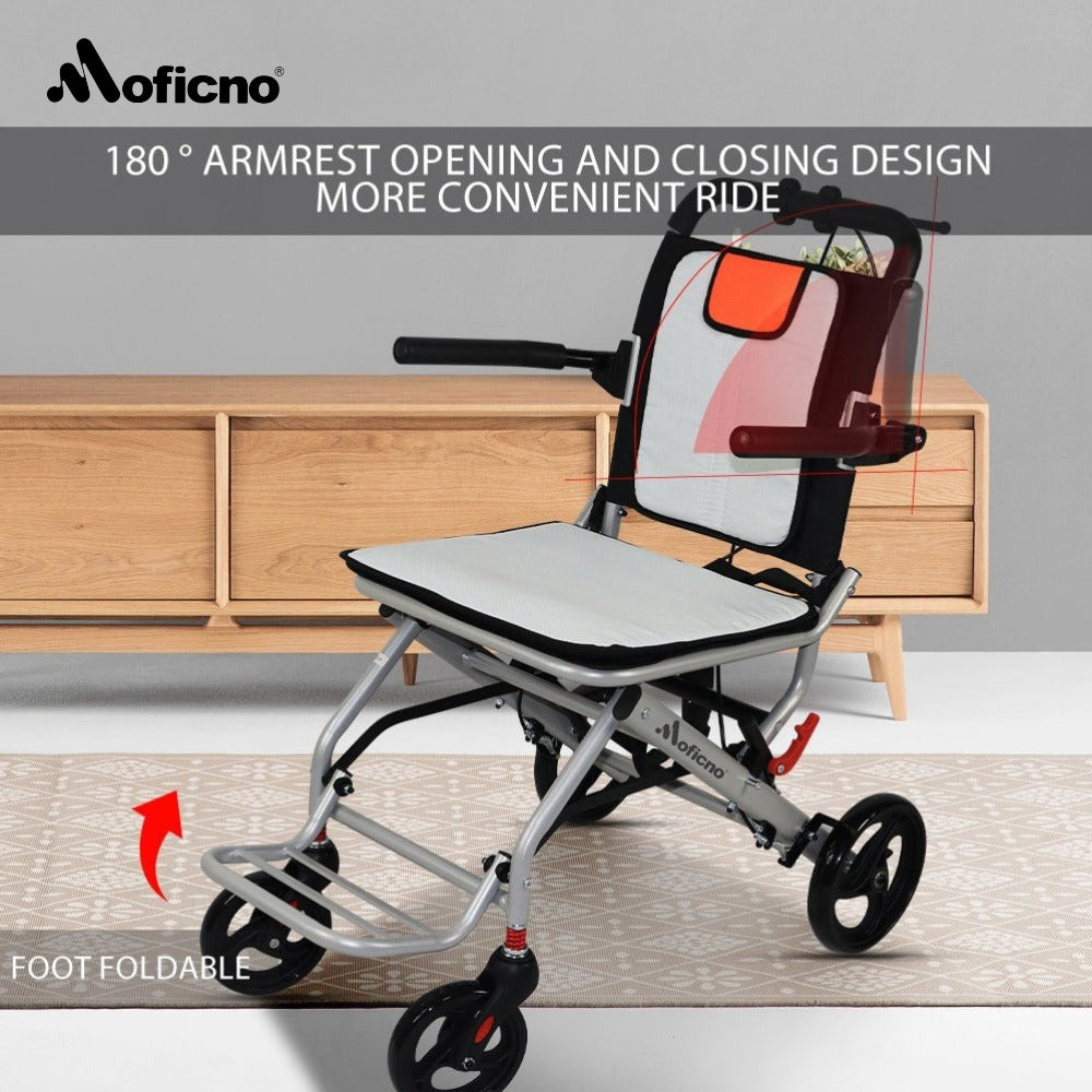 MOFICNO Super Lightweight (Only 19lbs）aluminum wheelchairs for the elderly wheelchairs disabled portable foldable double support frame small hand push scooter