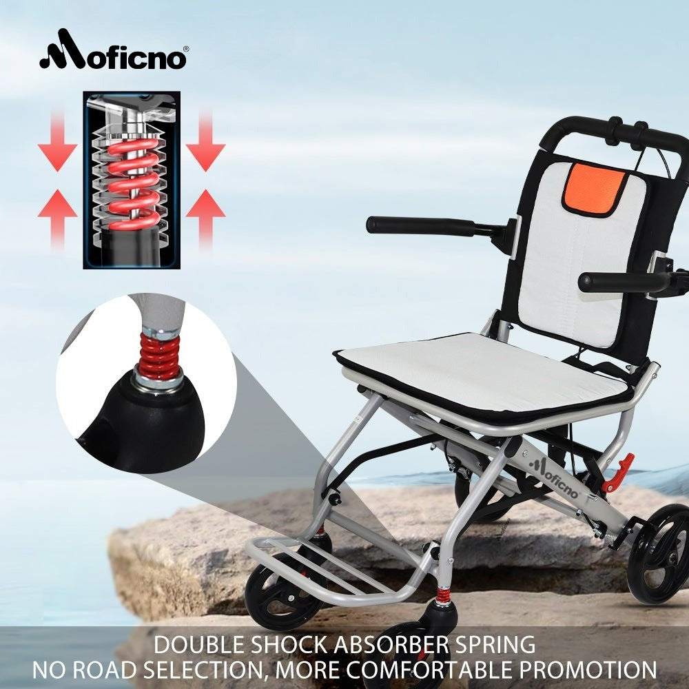 MOFICNO Super Lightweight (Only 19lbs）aluminum wheelchairs for the elderly wheelchairs disabled portable foldable double support frame small hand push scooter