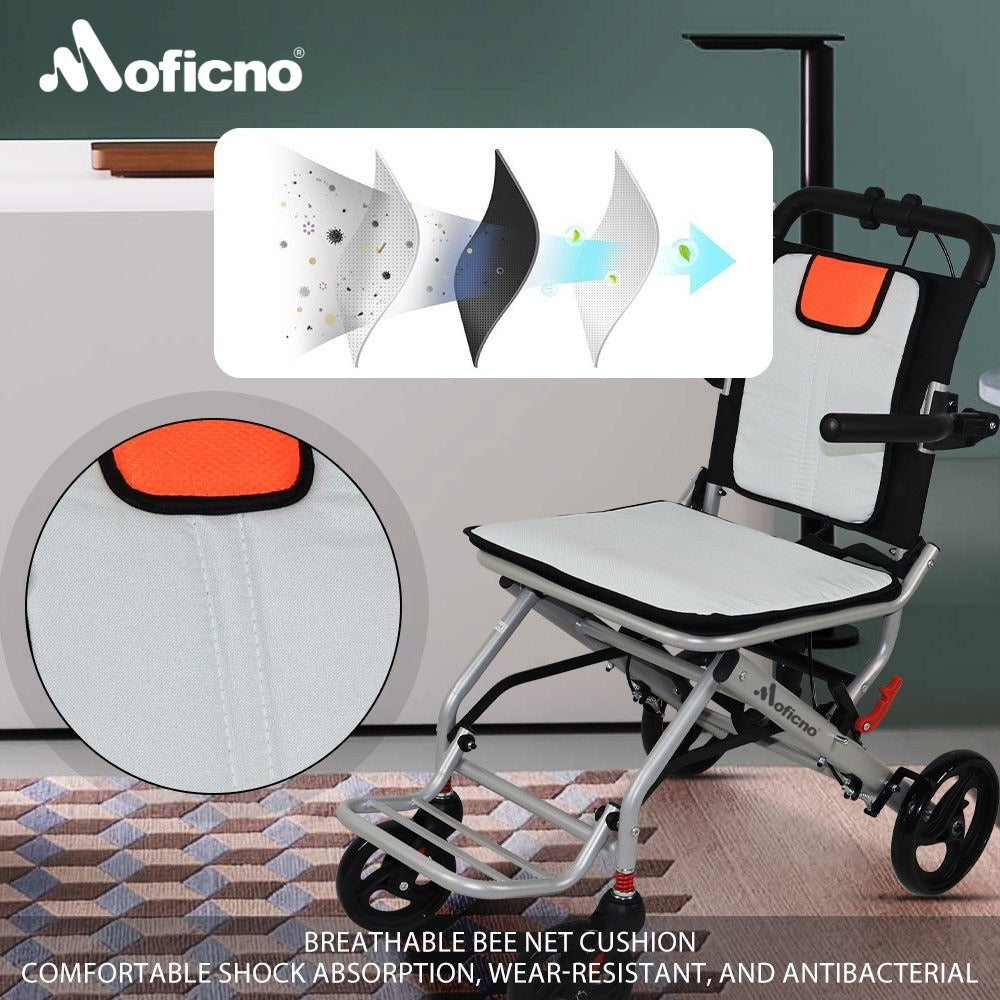 MOFICNO Super Lightweight (Only 19lbs）aluminum wheelchairs for the elderly wheelchairs disabled portable foldable double support frame small hand push scooter