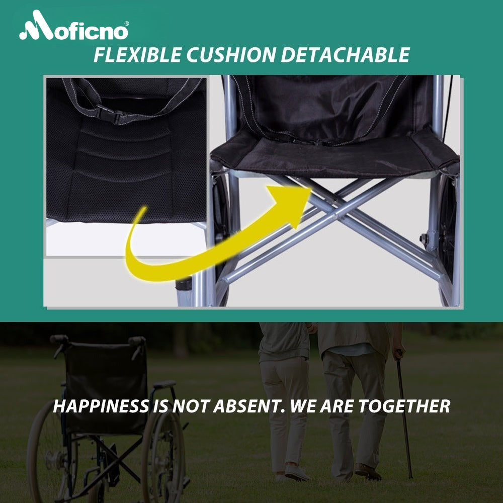 MOFICNO QBLY02: Foldable Lightweight Wheelchair for Elderly and Disabled with Handbrakes - Enhanced Mobility!