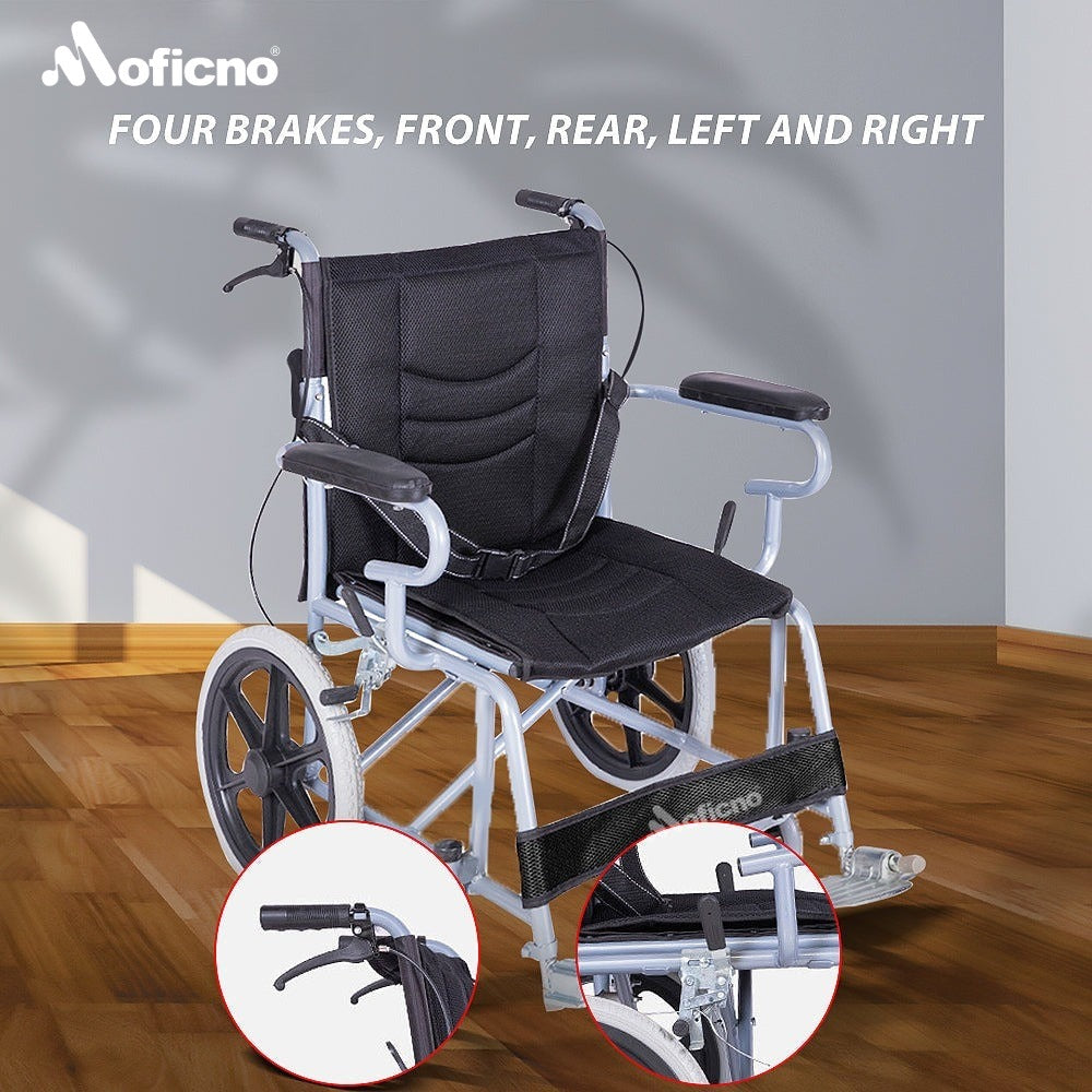 MOFICNO QBLY02: Foldable Lightweight Wheelchair for Elderly and Disabled with Handbrakes - Enhanced Mobility!