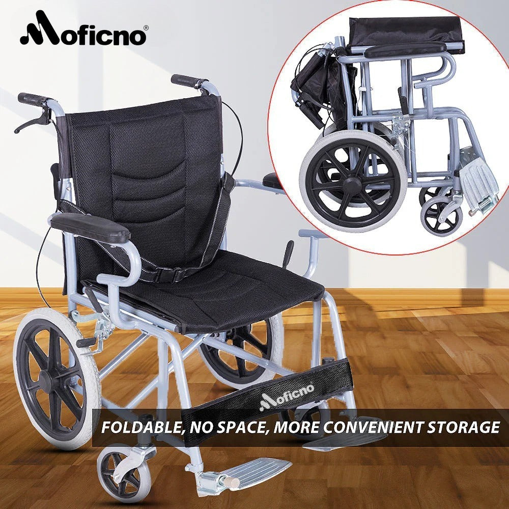 MOFICNO QBLY02: Foldable Lightweight Wheelchair for Elderly and Disabled with Handbrakes - Enhanced Mobility!