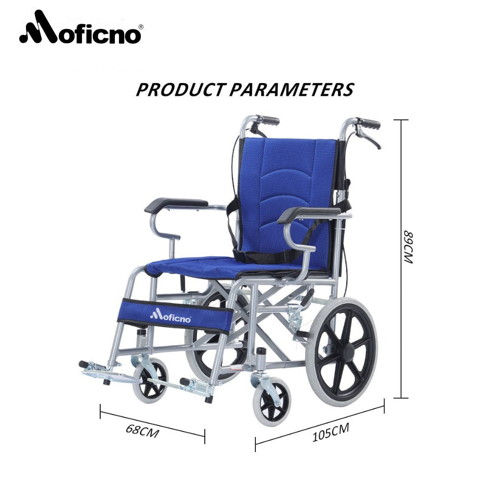 MOFICNO QBLY02: Foldable Lightweight Wheelchair for Elderly and Disabled with Handbrakes - Enhanced Mobility!