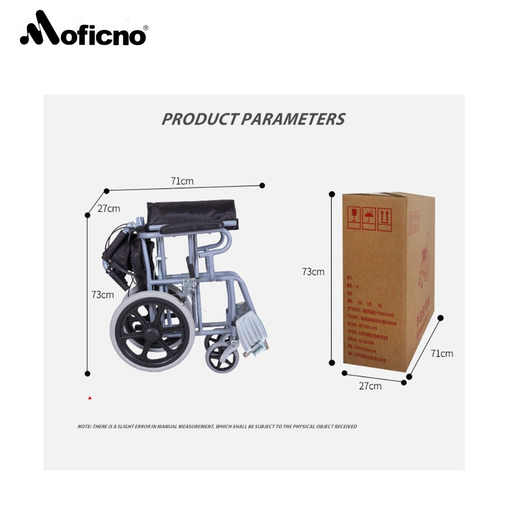 MOFICNO QBLY02: Foldable Lightweight Wheelchair for Elderly and Disabled with Handbrakes - Enhanced Mobility!