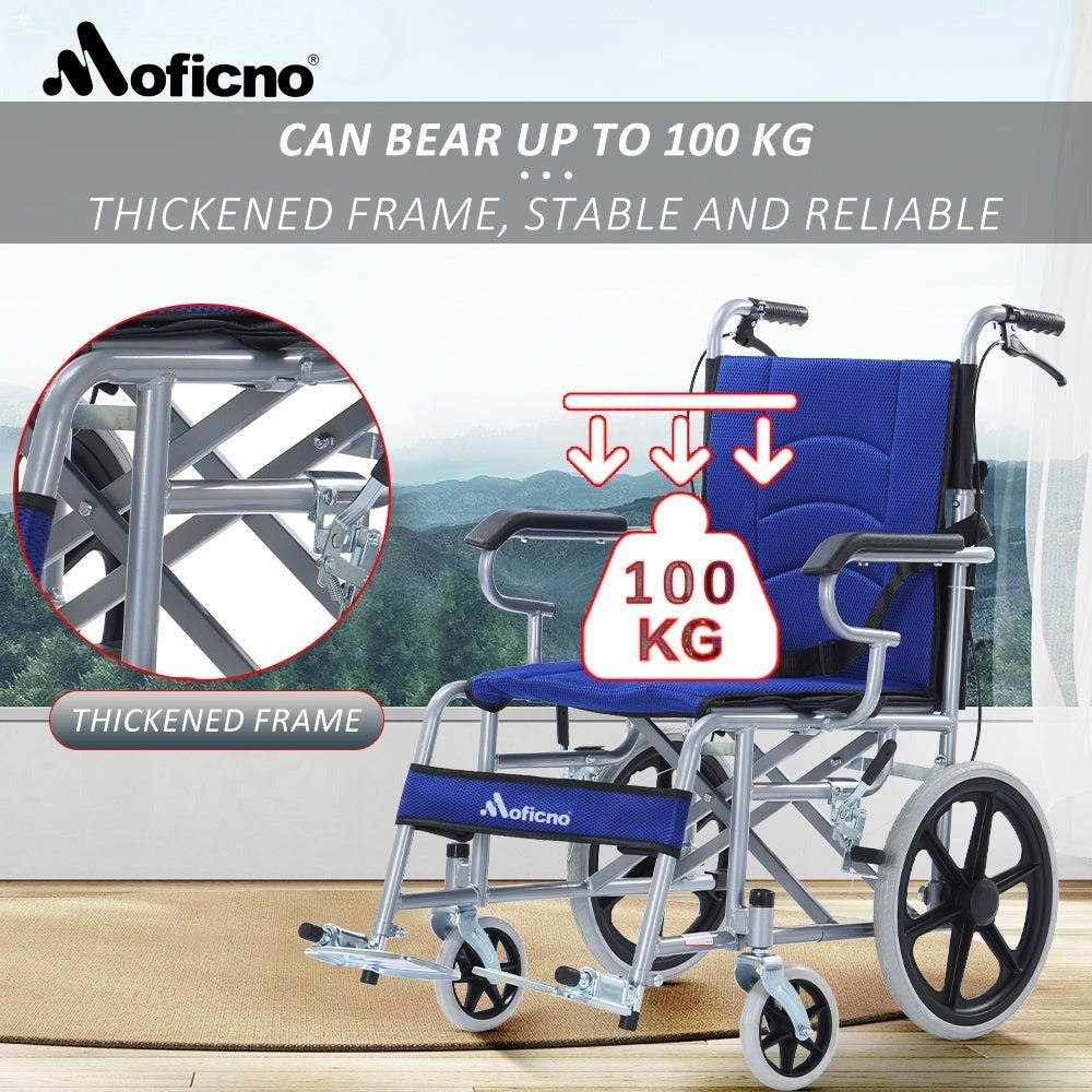 MOFICNO QBLY02: Foldable Lightweight Wheelchair for Elderly and Disabled with Handbrakes - Enhanced Mobility!