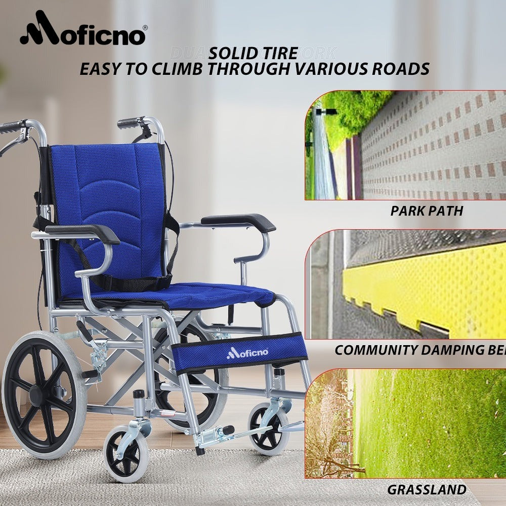 MOFICNO QBLY02: Foldable Lightweight Wheelchair for Elderly and Disabled with Handbrakes - Enhanced Mobility!