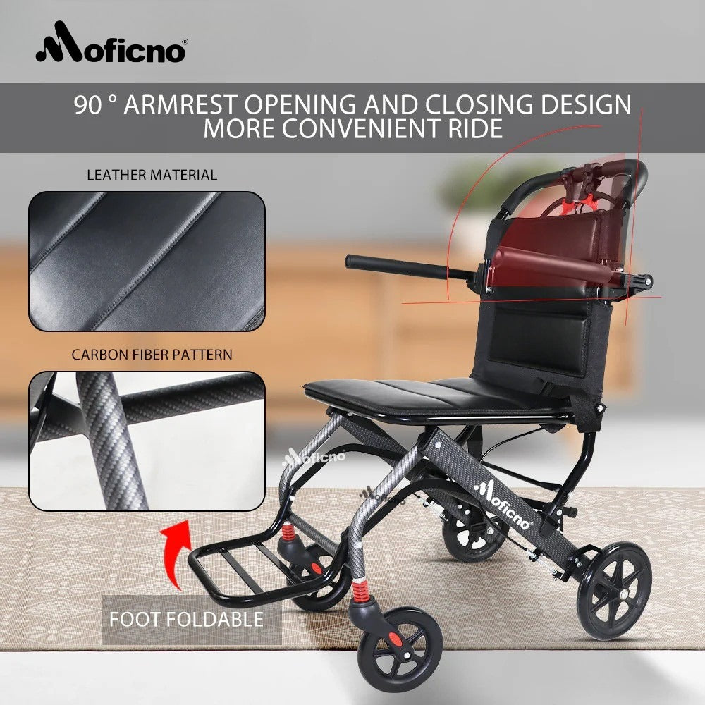MOFICNO: Ultra-light Aluminium Alloy Wheelchair, Travel Wheelchairs For Elderly,Foldable,Compact DGMT-105