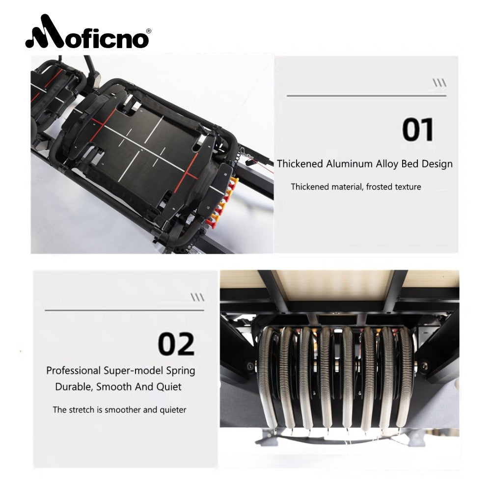 Moficno Megaformer Pilates Machine — Full-Body Adjustable Core Trainer with Resistance Springs, Aluminium Alloy Frame & Ergonomic Handles for Home or Studio Use