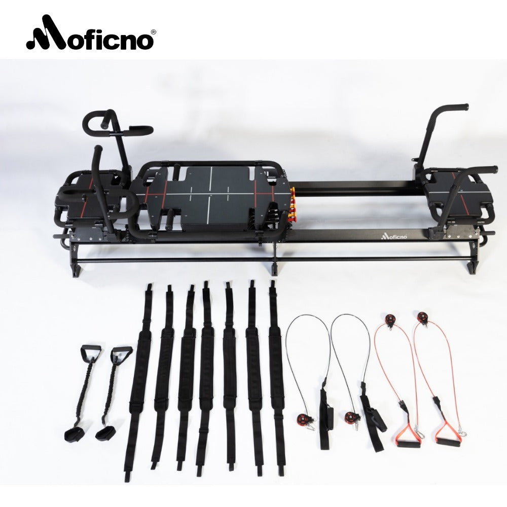 Moficno Megaformer Pilates Machine — Full-Body Adjustable Core Trainer with Resistance Springs, Aluminium Alloy Frame & Ergonomic Handles for Home or Studio Use