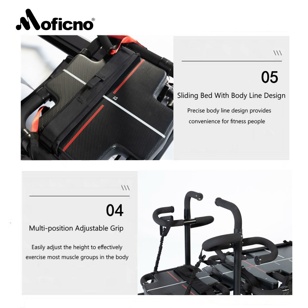 Moficno Megaformer Pilates Machine — Full-Body Adjustable Core Trainer with Resistance Springs, Aluminium Alloy Frame & Ergonomic Handles for Home or Studio Use
