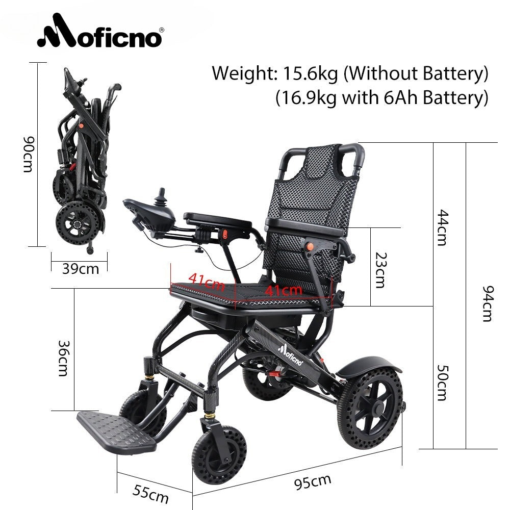 MOFICNO Lightweight Folding Electric Wheelchair, Only 34lbs, Foldable Power Wheelchair for Adults, Dual Motors, Motorized Mobility Scooters for Seniors, Airline Approved