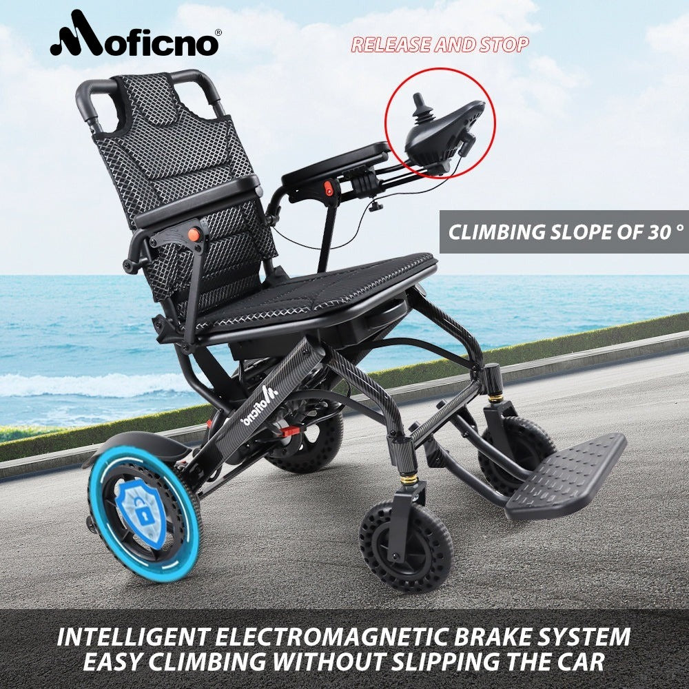 MOFICNO Lightweight Folding Electric Wheelchair, Only 34lbs, Foldable Power Wheelchair for Adults, Dual Motors, Motorized Mobility Scooters for Seniors, Airline Approved
