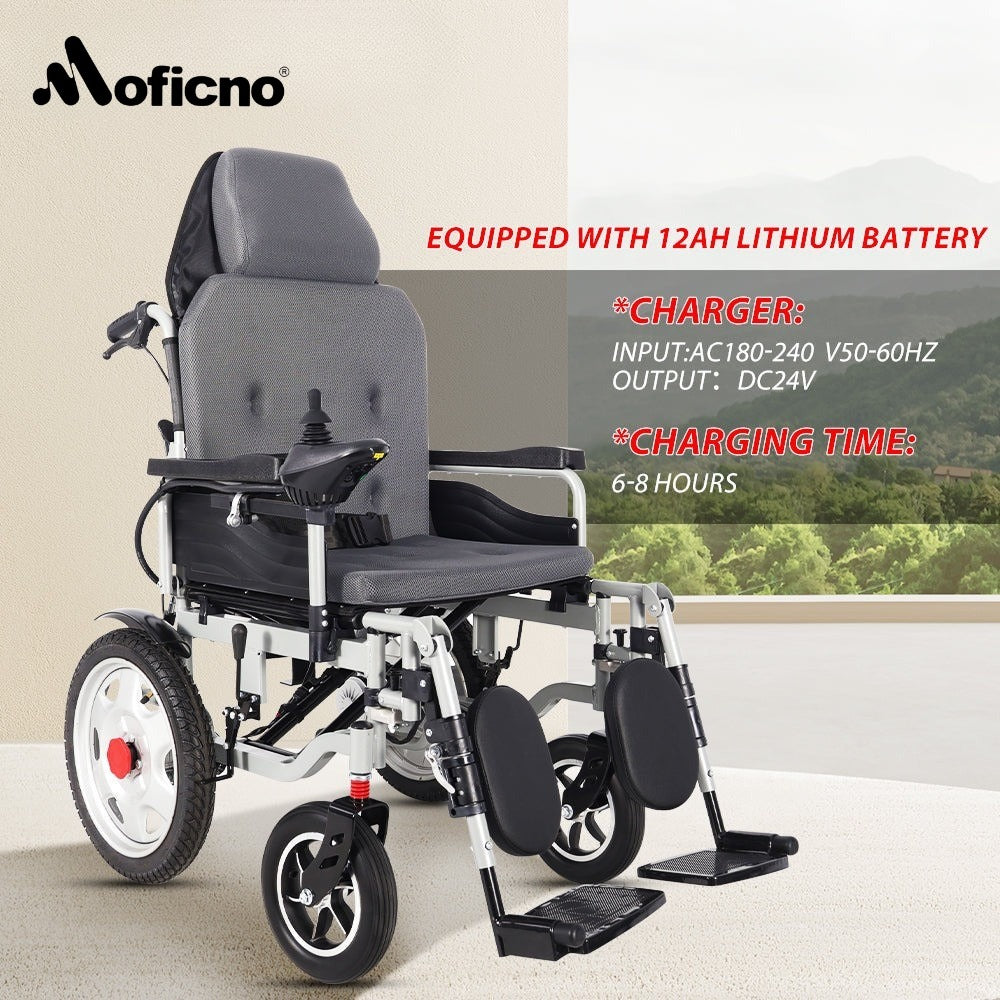 Moficno: Foldable, Lightweight Electric Wheelchair for Elderly and Disabled, with Intelligent Adjustment and Full-Lying Capability