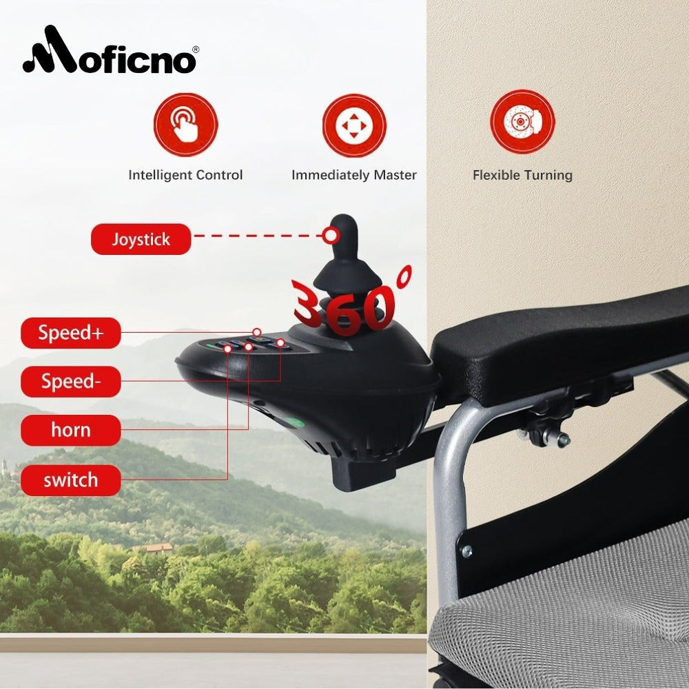 Moficno: Foldable, Lightweight Electric Wheelchair for Elderly and Disabled, with Intelligent Adjustment and Full-Lying Capability