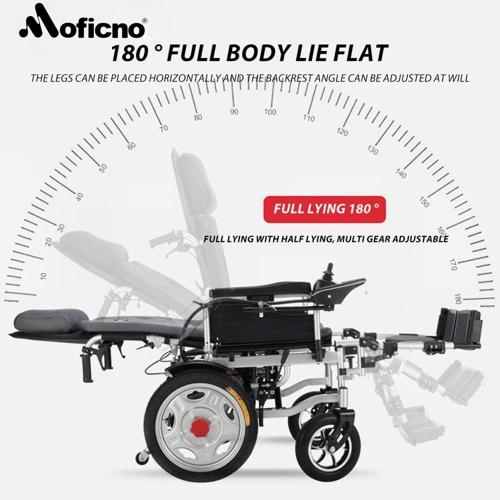 Moficno: Foldable, Lightweight Electric Wheelchair for Elderly and Disabled, with Intelligent Adjustment and Full-Lying Capability