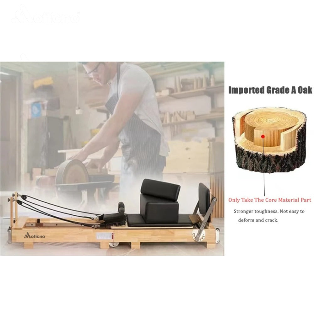 MOFICNO SSZ-PLT03 Pilates Reformer Folding Pilates Solid Wood Core Bed