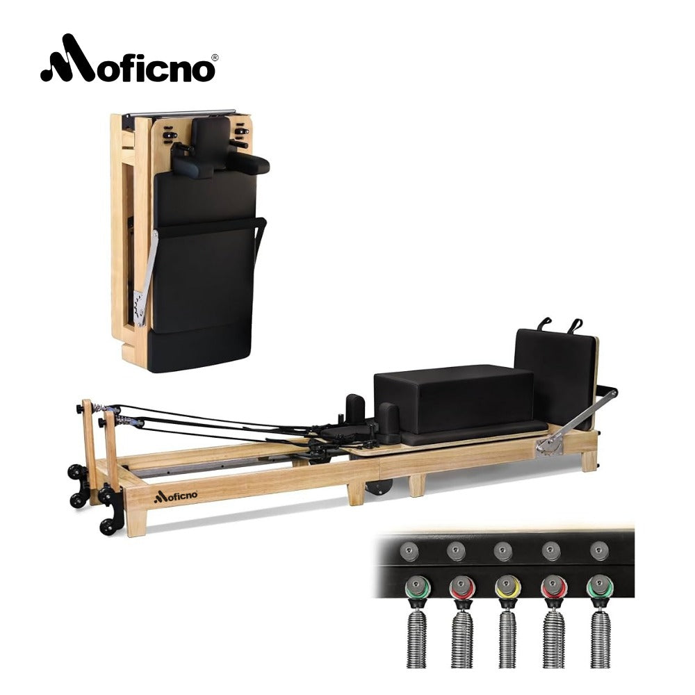 Moficno: Pilates Reformer Folding Pilates Solid Wood Core Bed