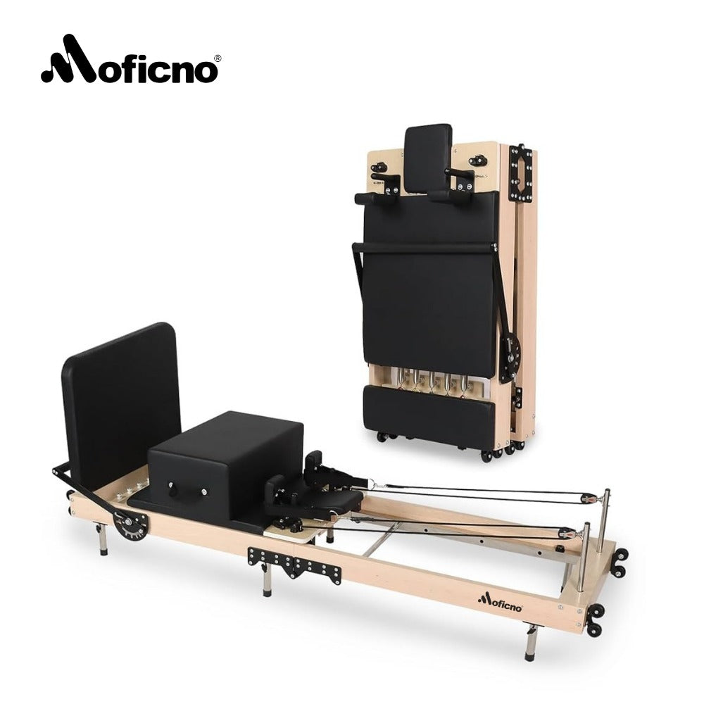 Moficno: Pilates Reformer Folding Pilates Solid Wood Core Bed