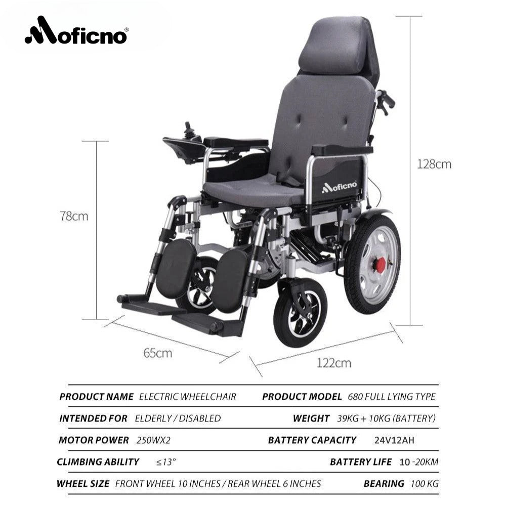 Moficno: Foldable, Lightweight Electric Wheelchair for Elderly and Disabled, with Intelligent Adjustment and Full-Lying Capability